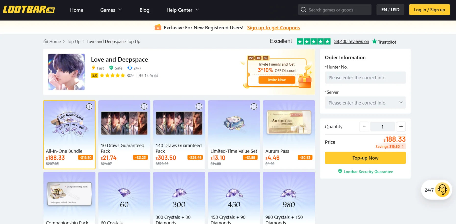 top up Love and Deepspace