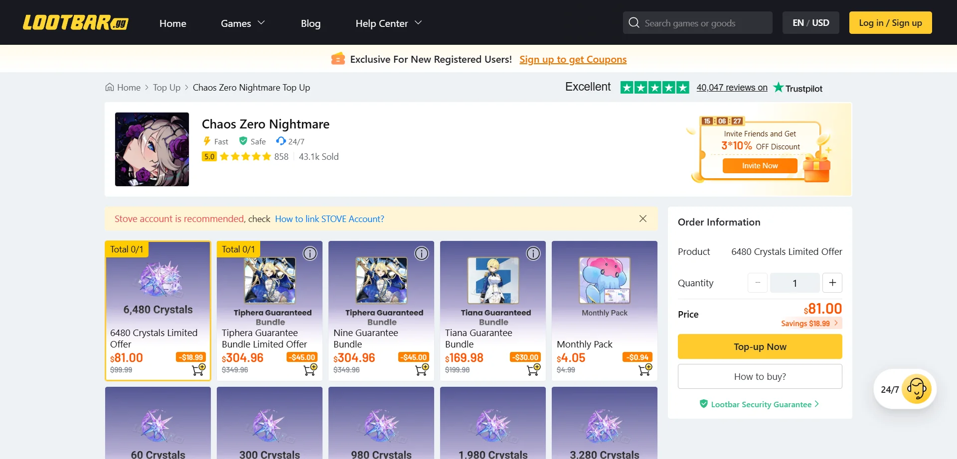 top up Chaos Zero Nightmare