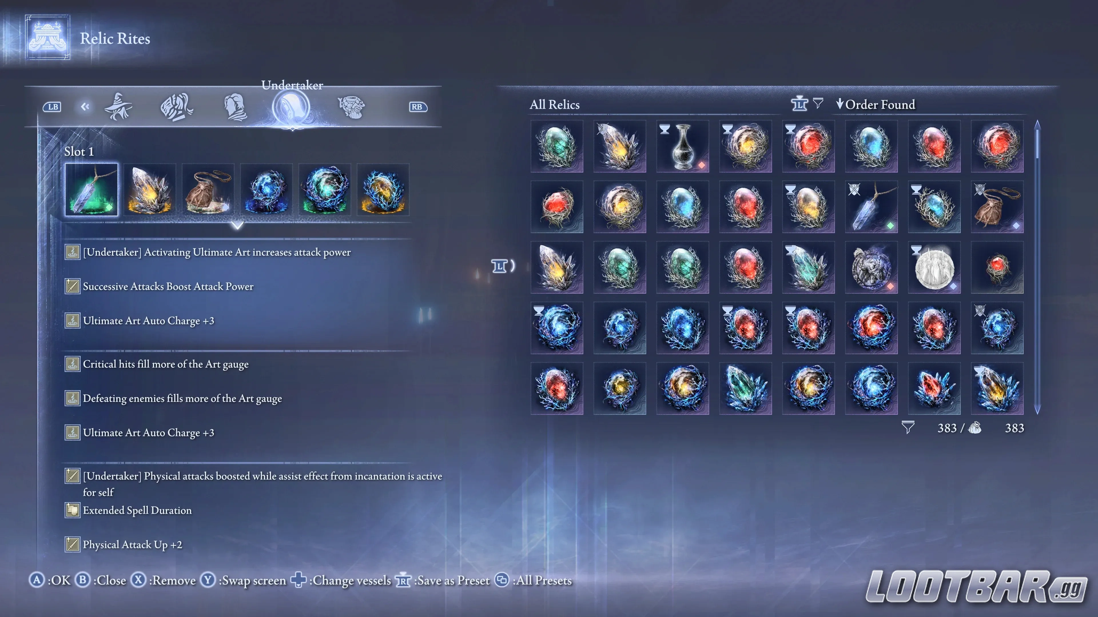 best relics for undertaker