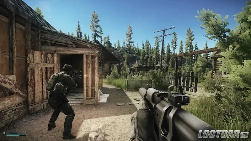 Player aiming weapon in Escape from Tarkov.