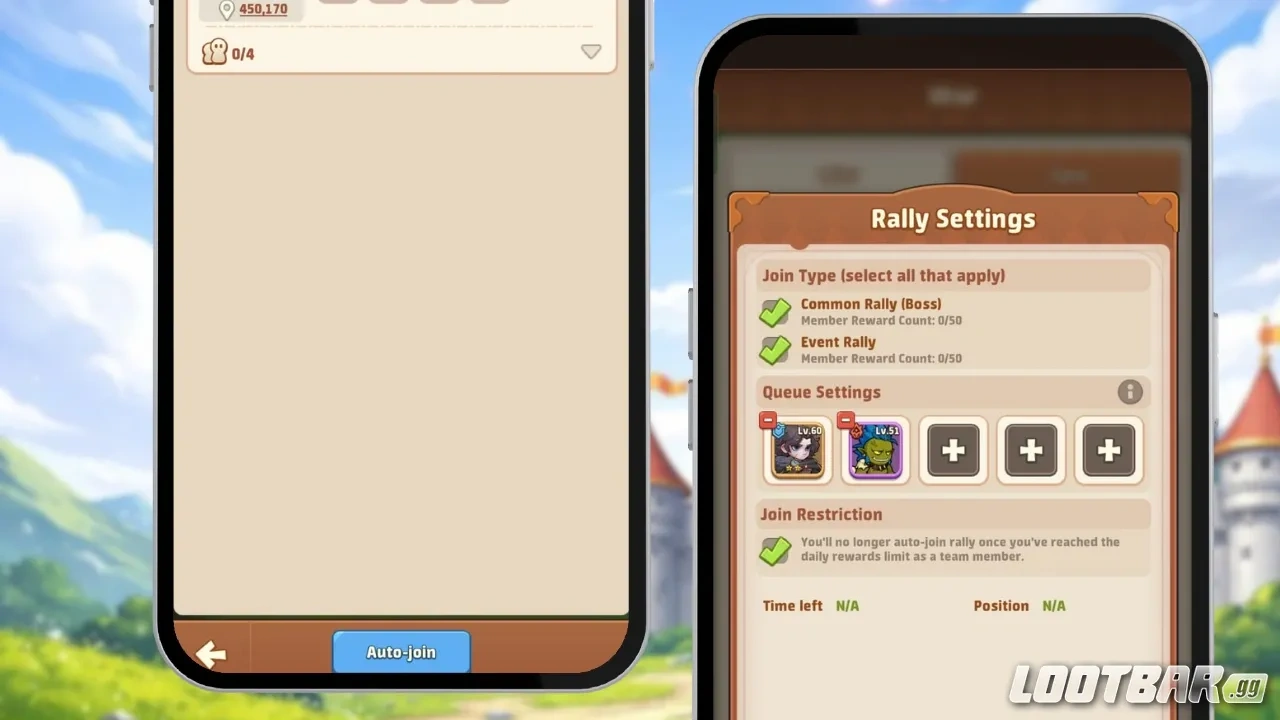 Guild Rally interface with Auto-Join enabled