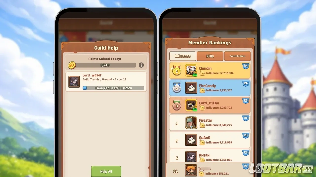 Top Heroes Daily Guild Leaderboards