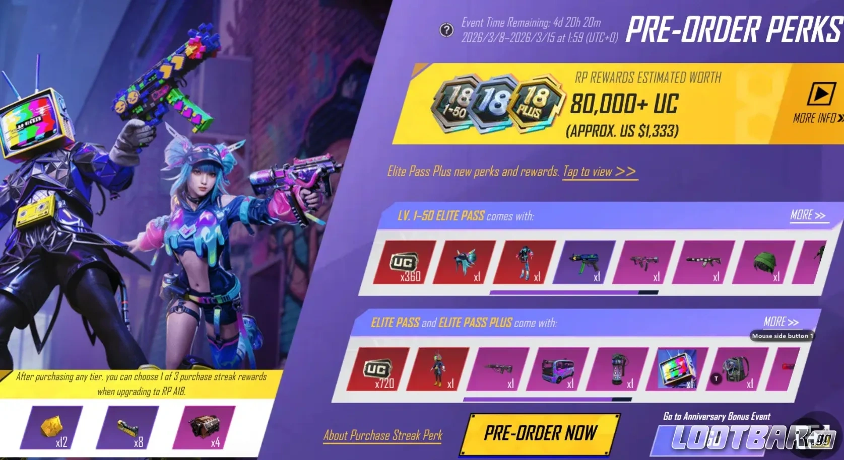 Royale Pass A18 Pre-Order Perks & Prices