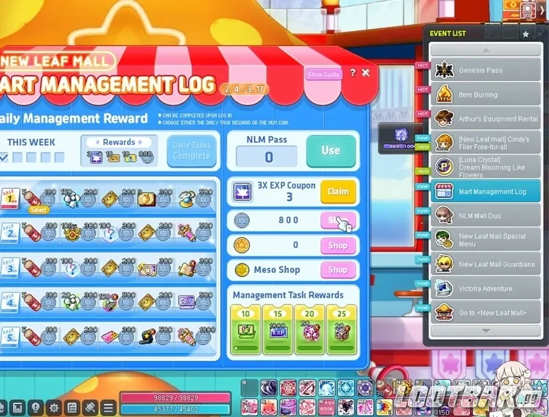 MapleStory NLC Mall Events - Mart Management 