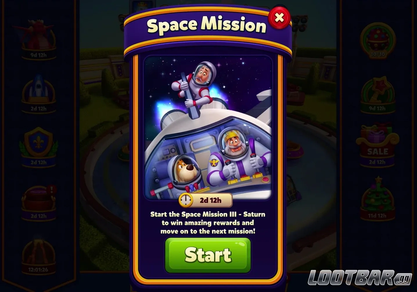 Событие из геймплея Royal Match Space Mission