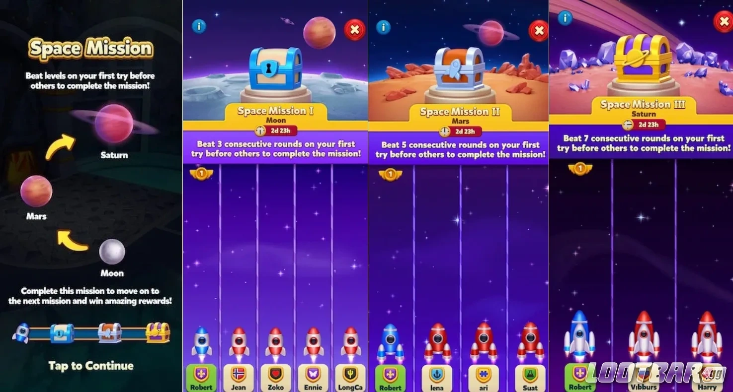 Таблица рейтинга Royal Match Space Mission