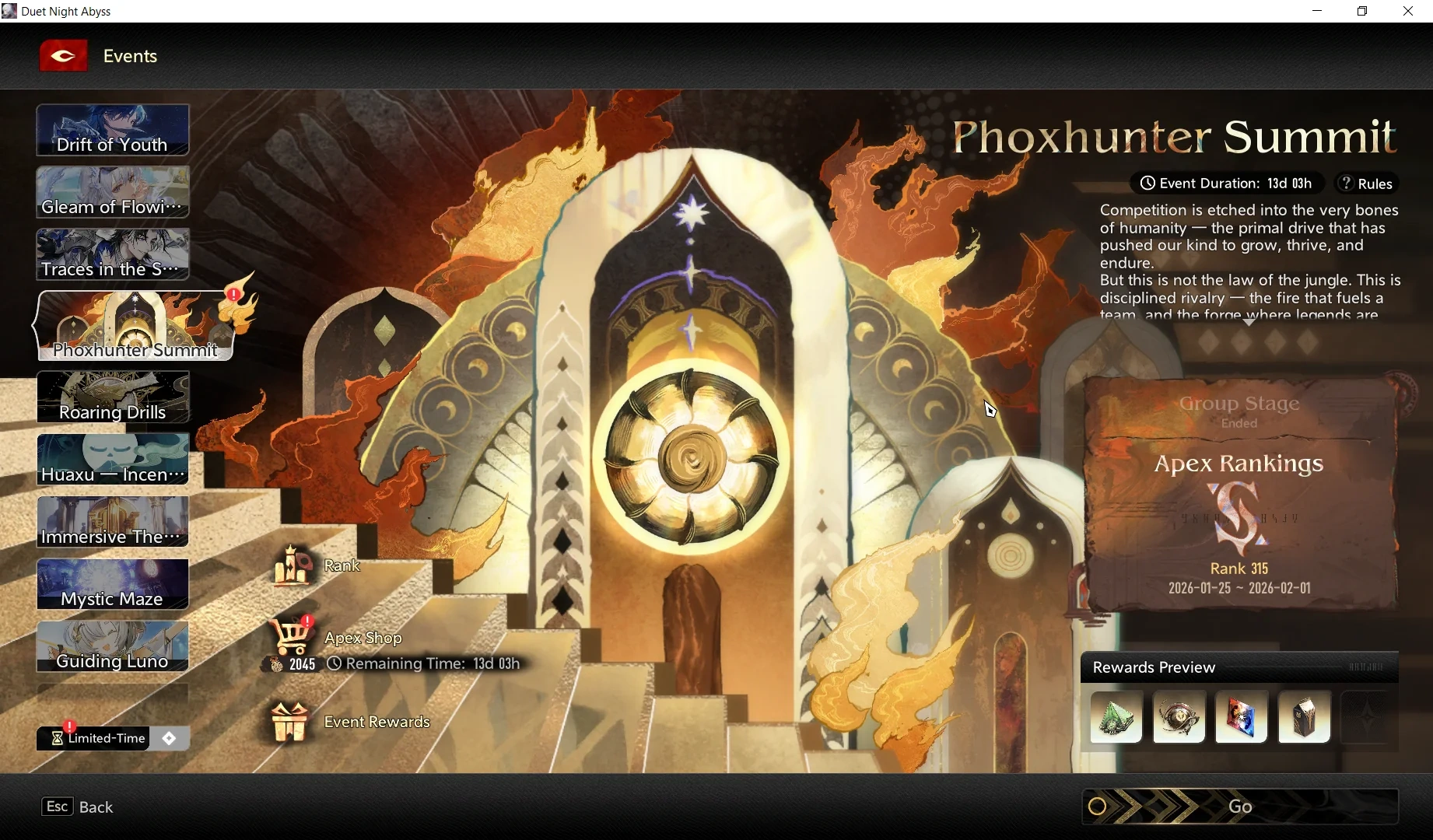 The phoxhunter summit event in-game.