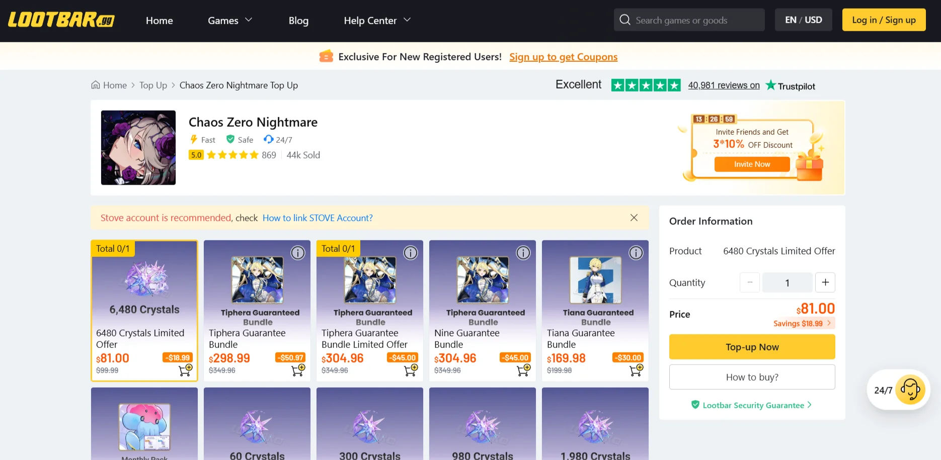 Chaos Zero Nightmare top-ups