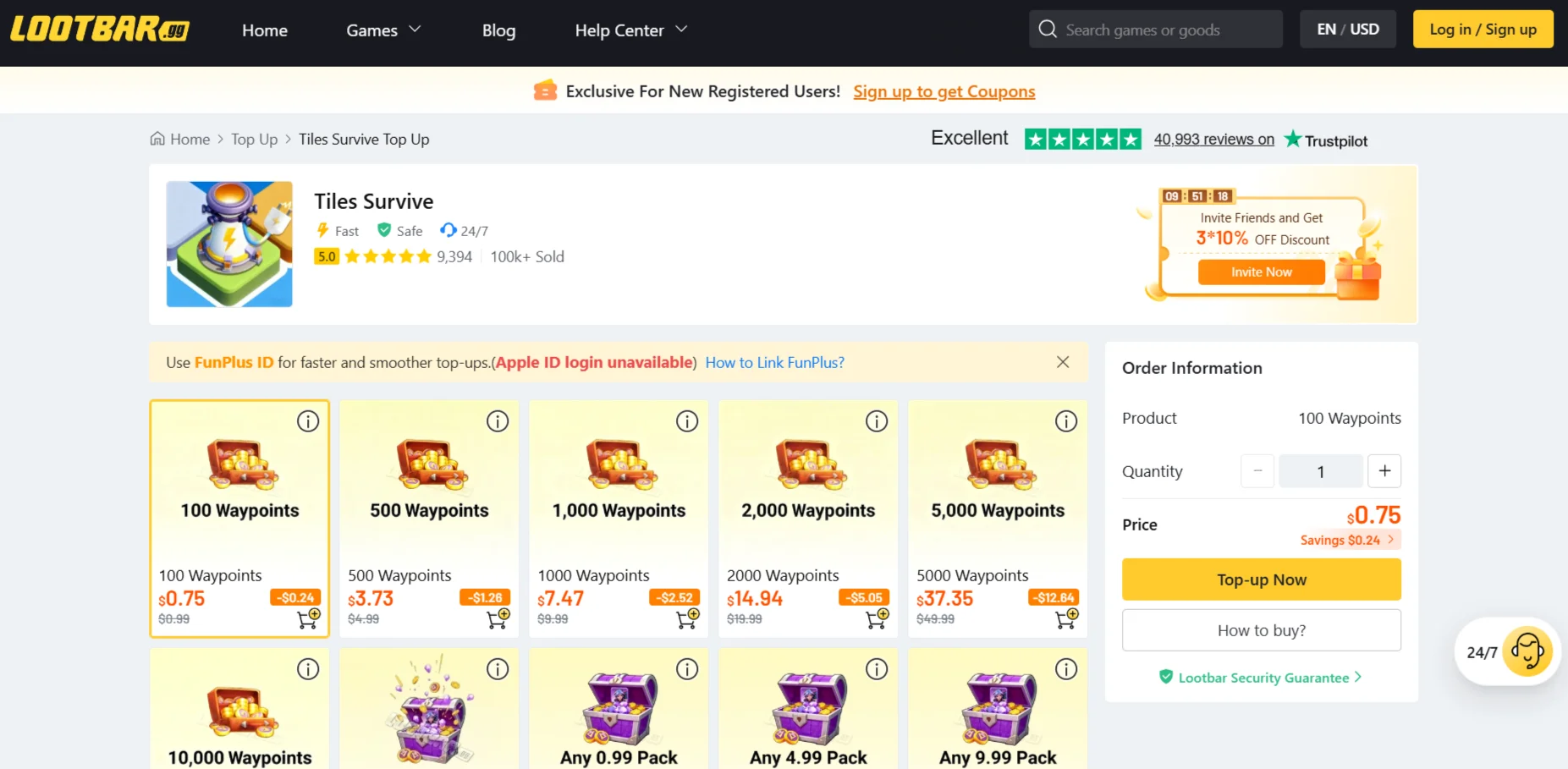Tiles Survive Top Up