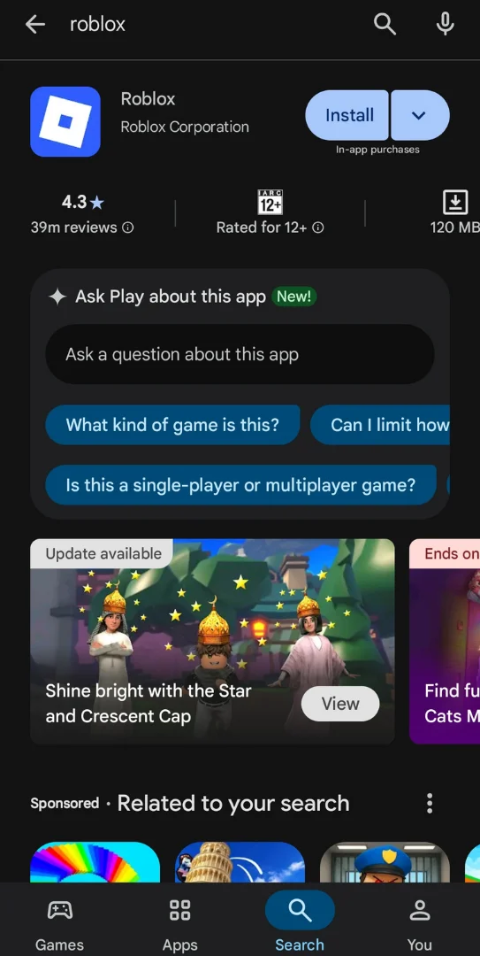 Installing Roblox on Mobile