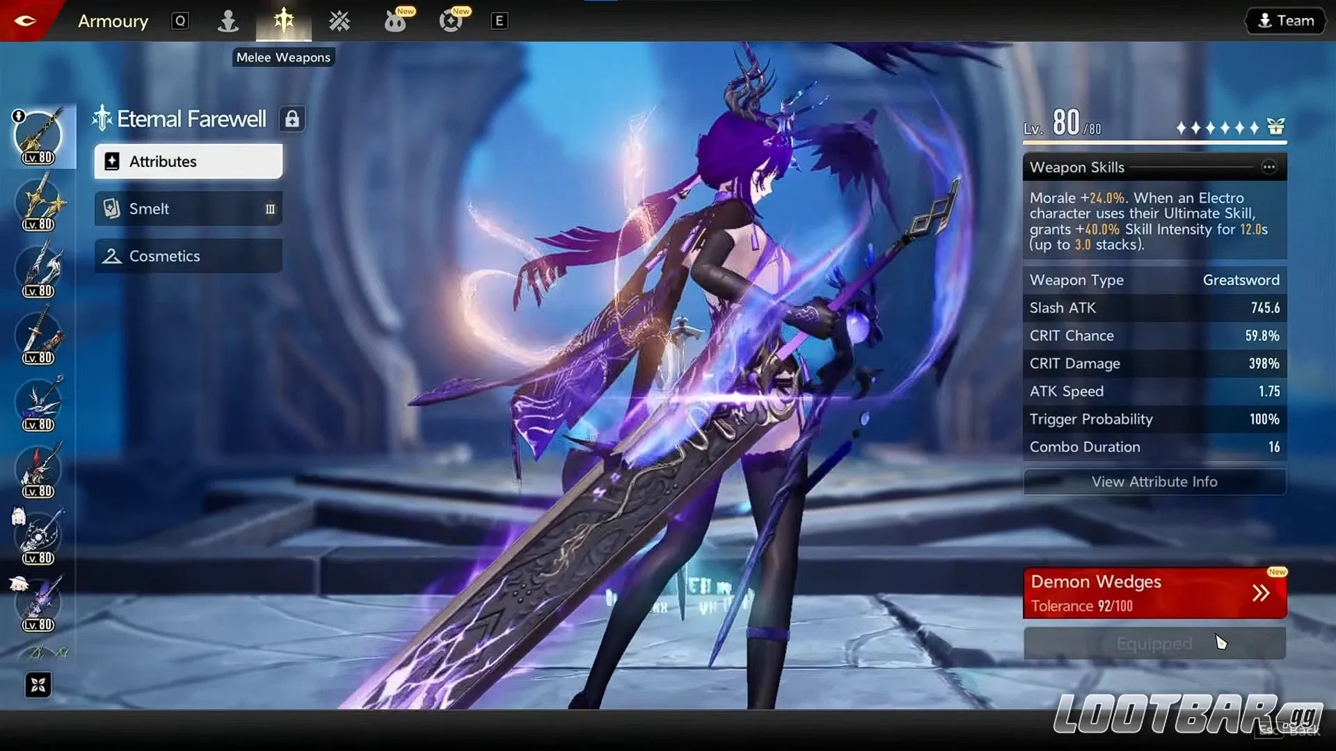 Zhiliu equipped with the Eternal Farewell Greatsword