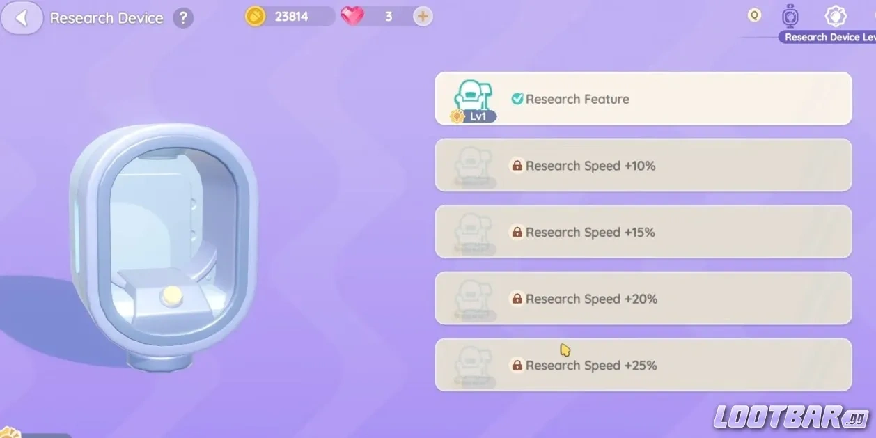 research device levels heartopia