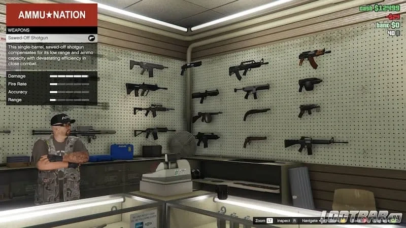 Ammu-Nation shop in GTA 5 Online.