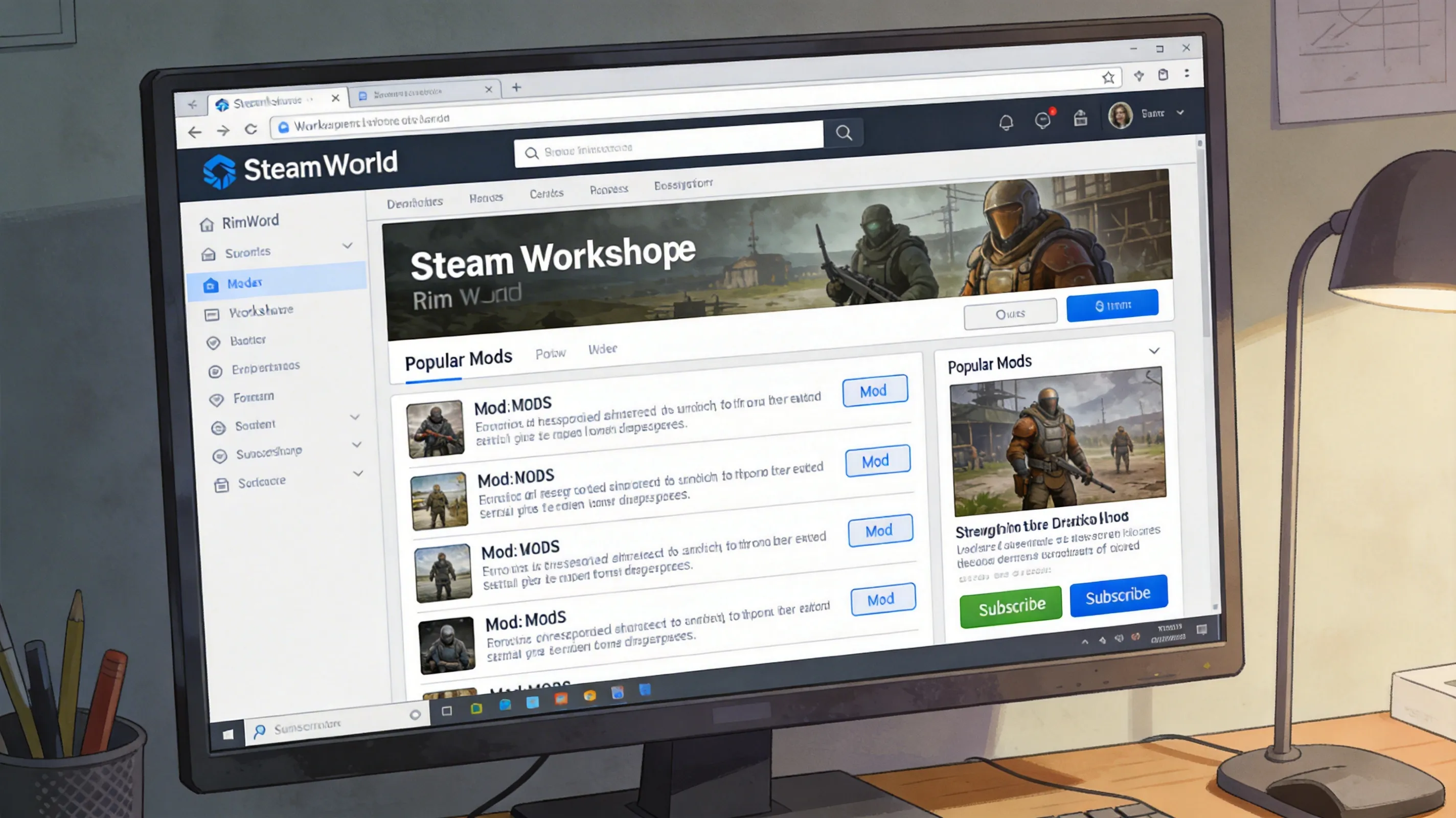 Steam Workshop RimWorld mod list page screenshot