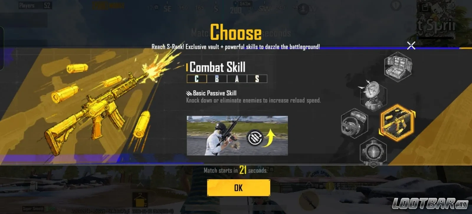 Combat specialization menu