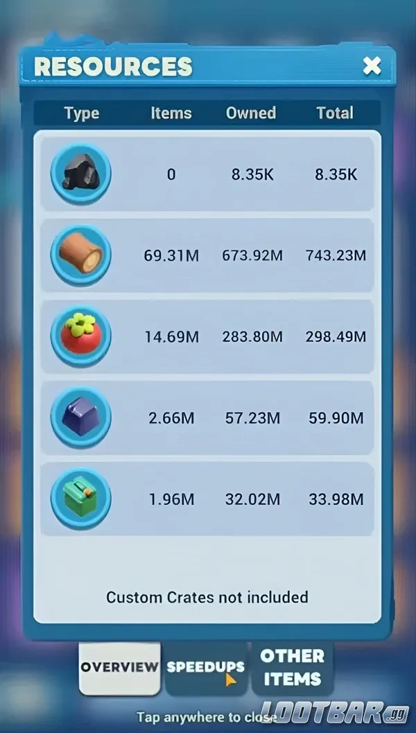 Tiles Survive Resources