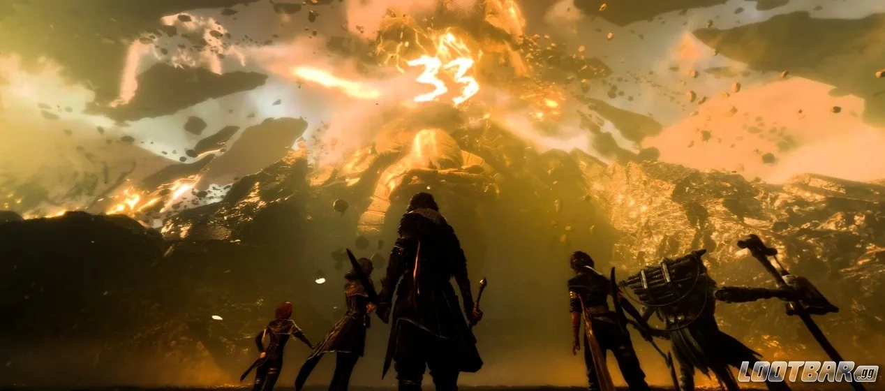 Expedition 33 Party Confronting Massive Paintress Nevron with 33 Symbol Explosion