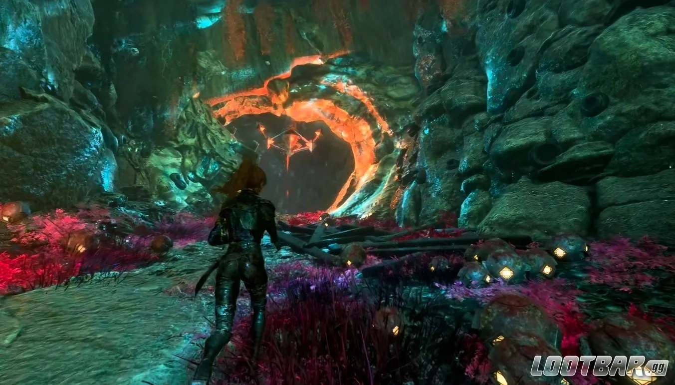 Expedition 33 Exploration - Maelle Entering Glowing Orange Cave Portal in Mystical Cavern