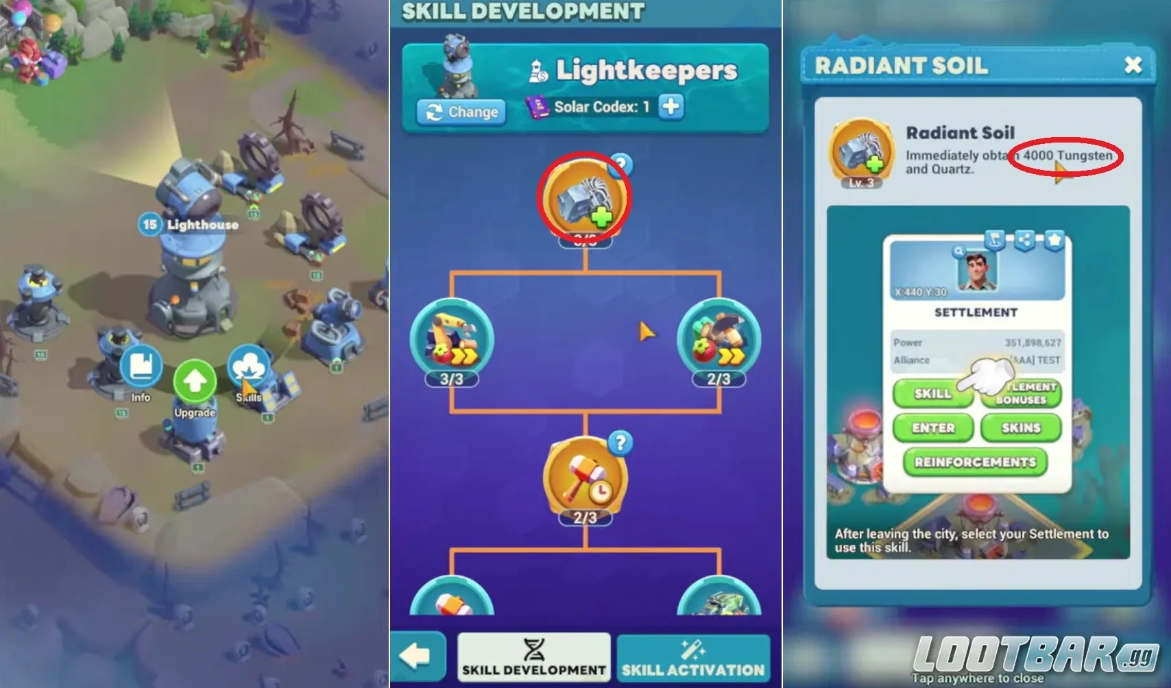 Прокачка навыка перед активацией и получение максимальной награды в Tiles Survive