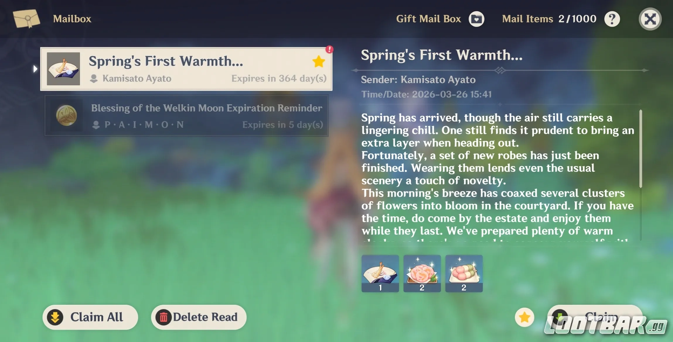 Genshin Impact Ayato Birthday Letter