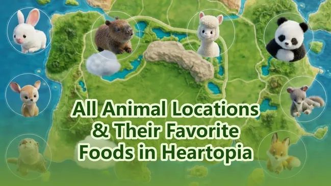 All animal locations and favorite foods in Heartopia