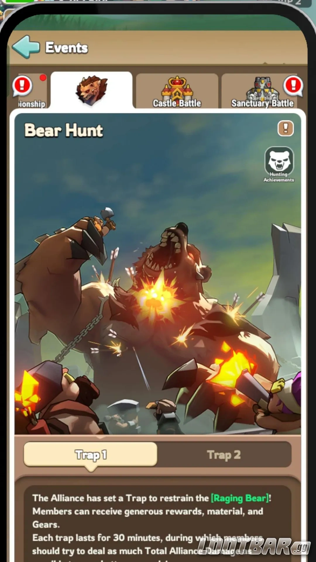 Kingshot Bear Hunt (Bear Trap) event interface