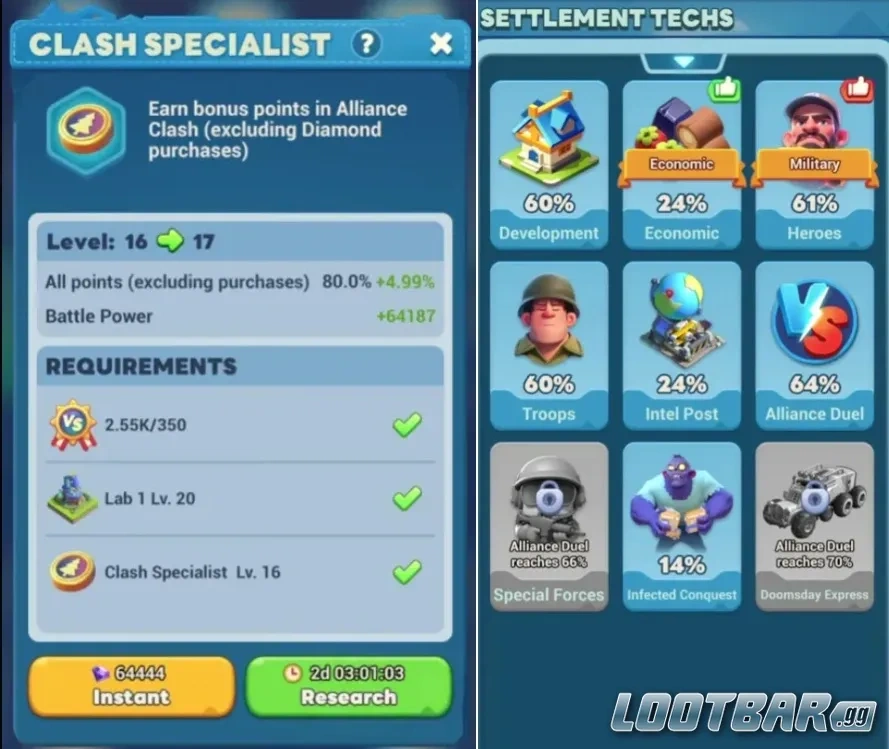 Исследования и медали за состязания в Tiles Survive