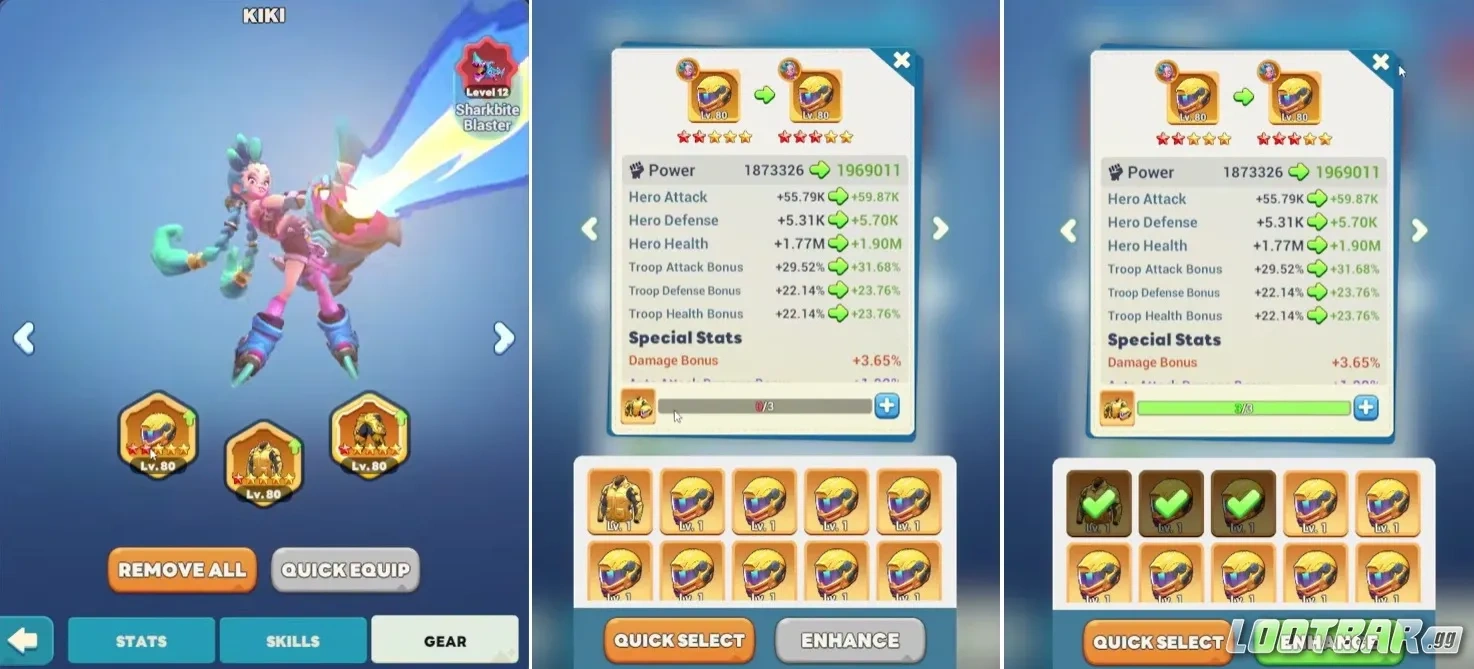 Улучшение оранжевого снаряжения в Tiles Survive