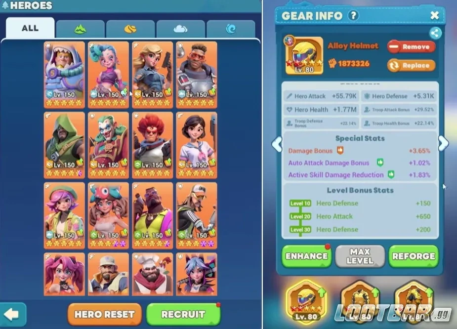 Перенос снаряжения между героями в Tiles Survive