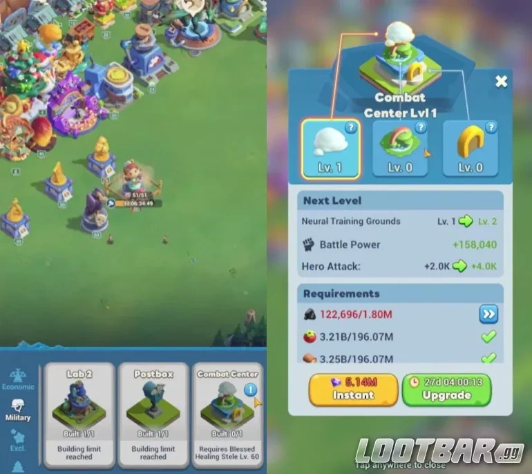 Строительство Боевого центра Tiles Survive