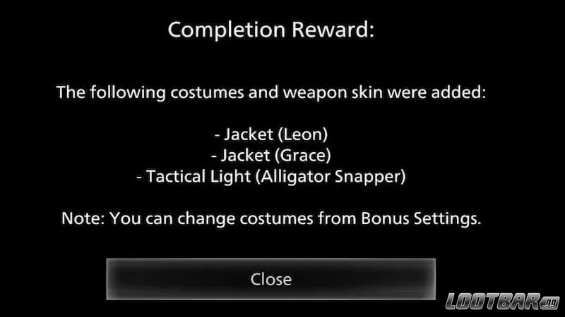 Completion reward in Resident Evil Requiem.