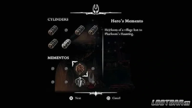 Hero's Momento in Hollow Knight: Silksong.