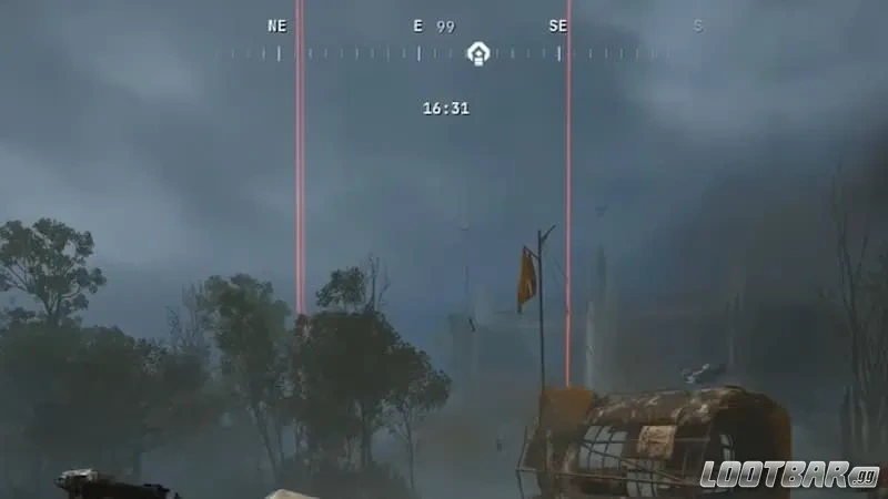 Red beam indicating location of the Vaporizer in Arc Raiders.