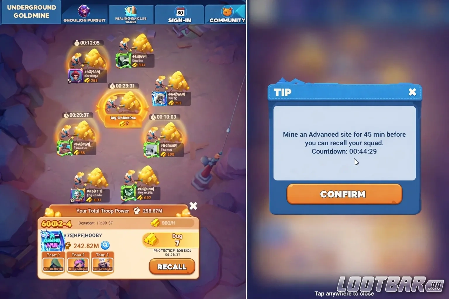 Отзыв отряда только через 45 минут Tiles Survive