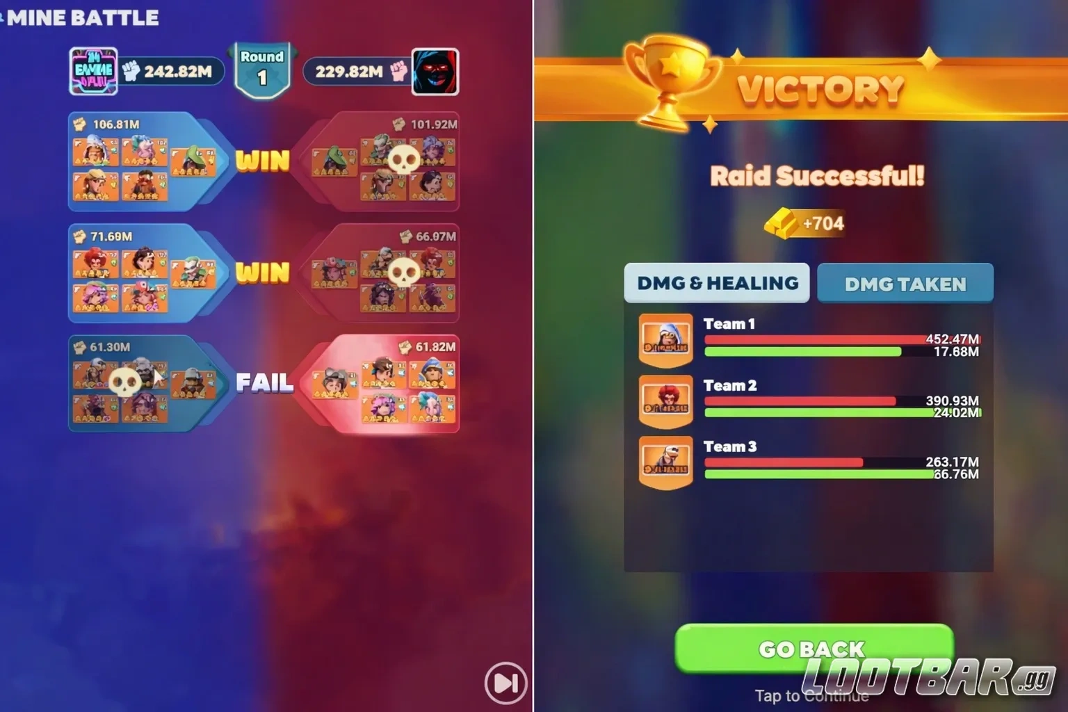 Сражение за золотую шахту в Tiles Survive