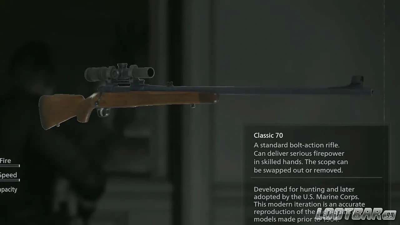 The Classic 70 Sniper Rifle in RE9