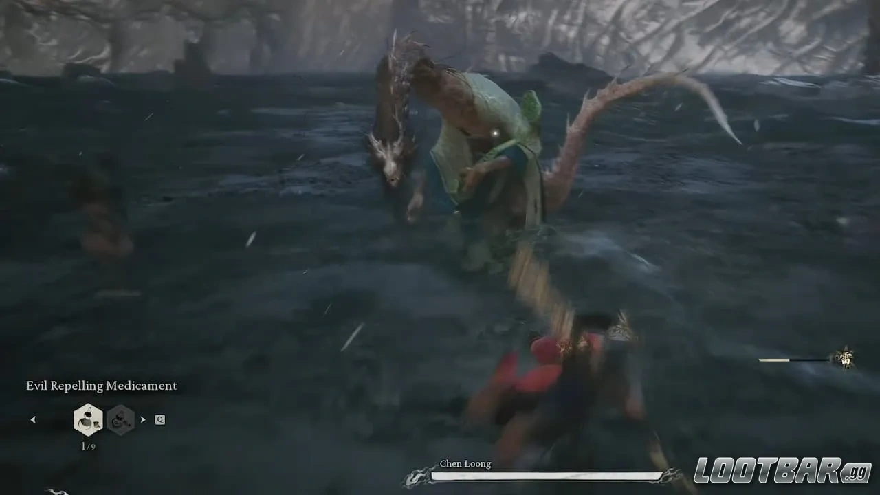 Luchando contra Chen Loong en Black Myth: Wukong