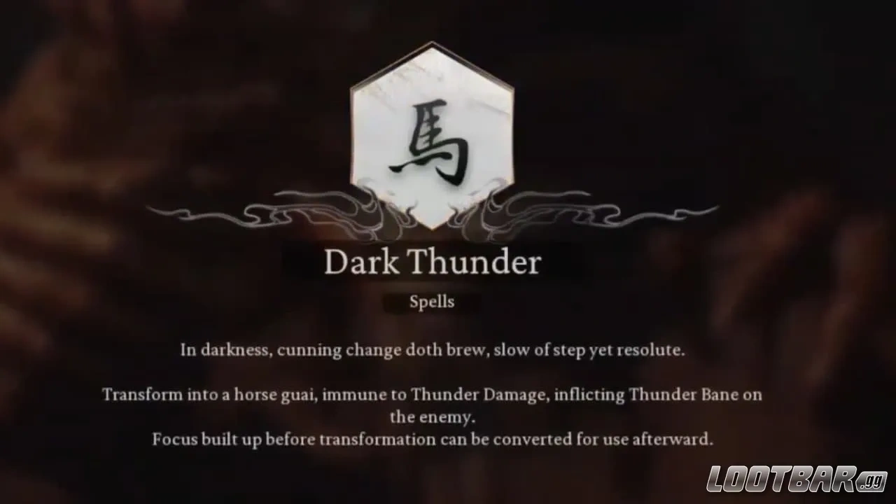 Dark Thunder Transformation in Black Myth Wukong