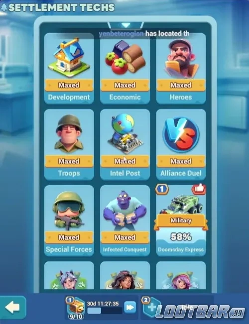 Дерево технологий в Tiles Survive