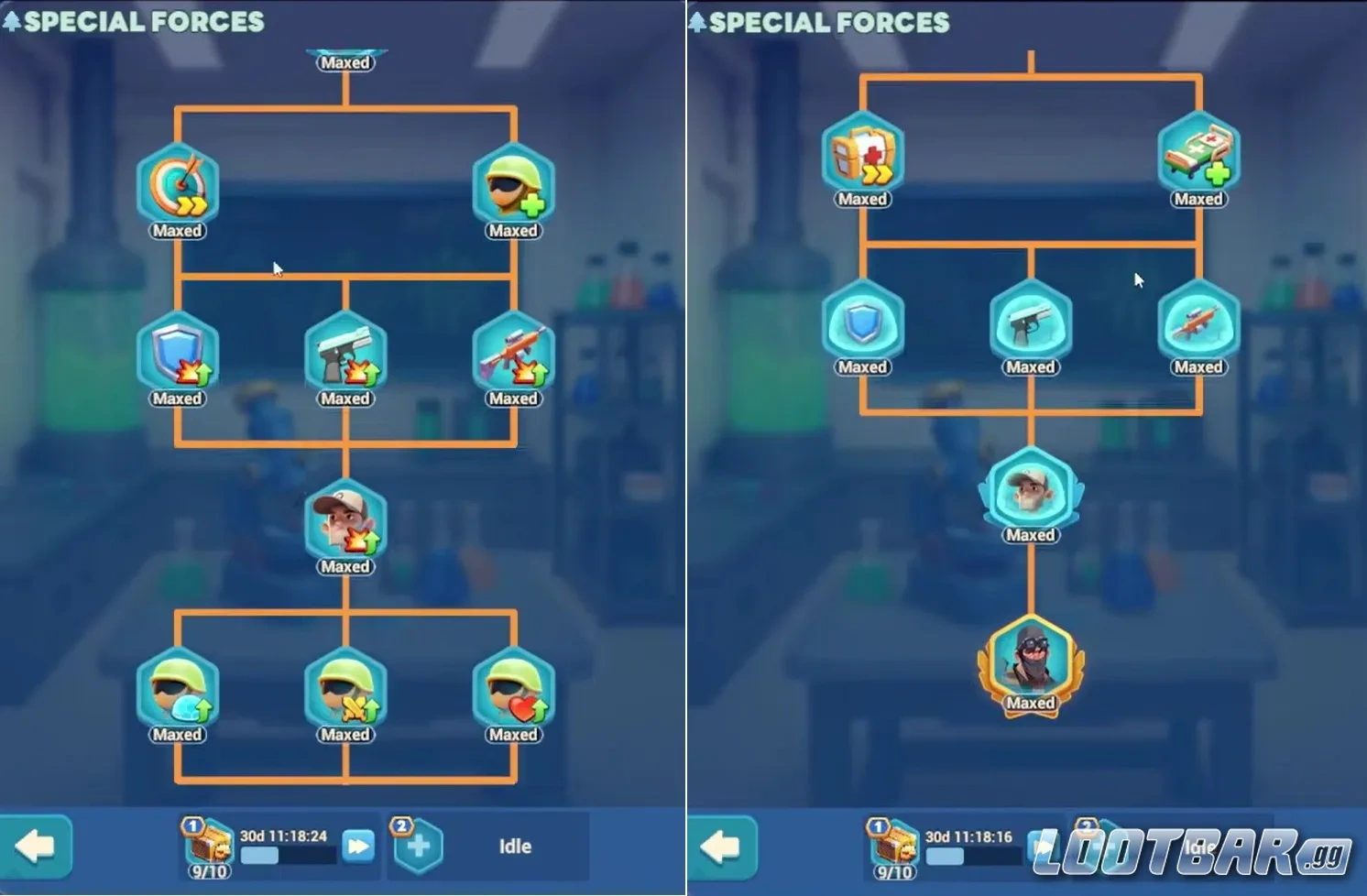Ветка прокачки спецназа в Tiles Survive