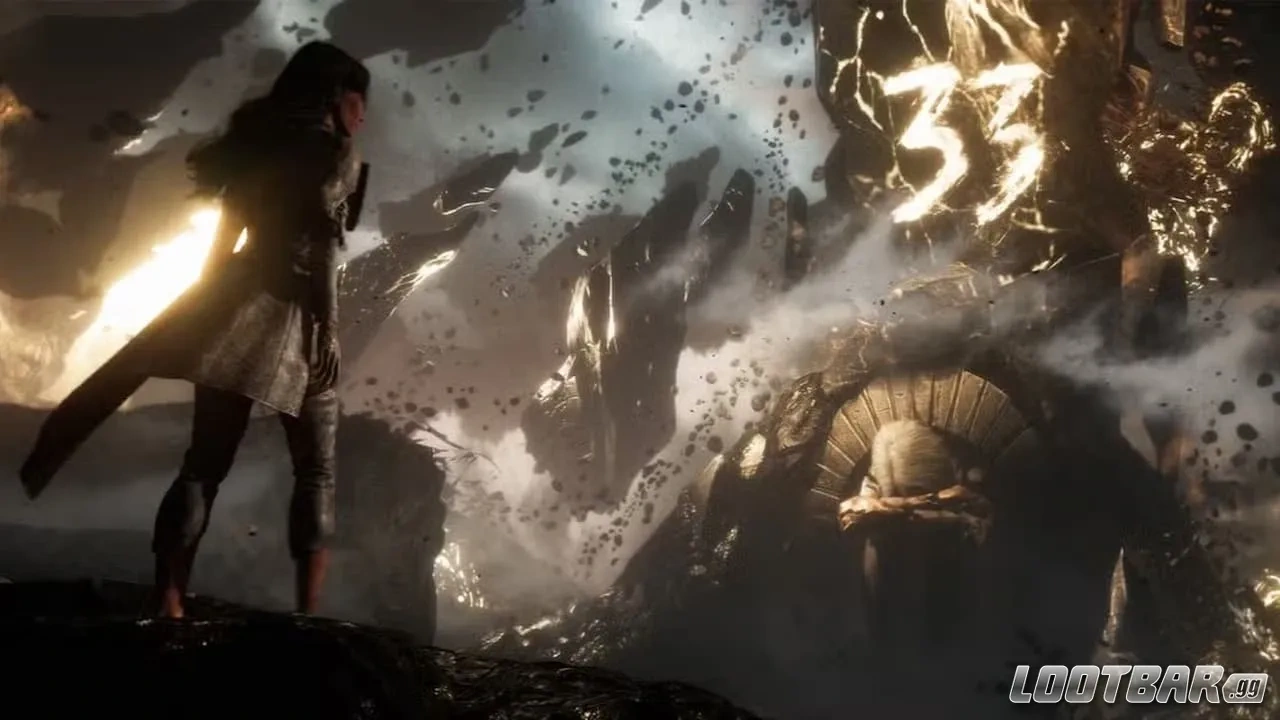 Lune in front of the Monolith