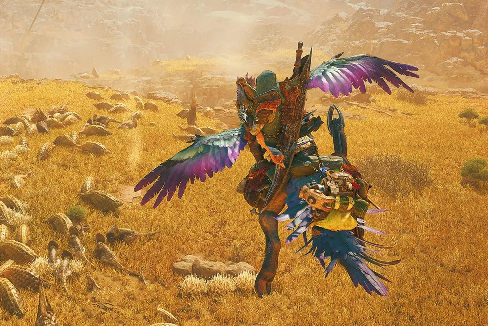 Crossplay matchmaking screen showing PC, PS5, and Xbox players in a hunting lobby