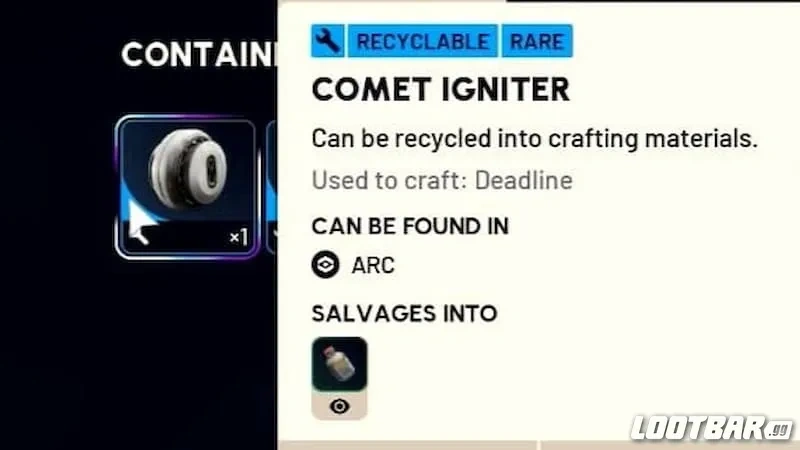 Comet Igniter in Arc Raiders.