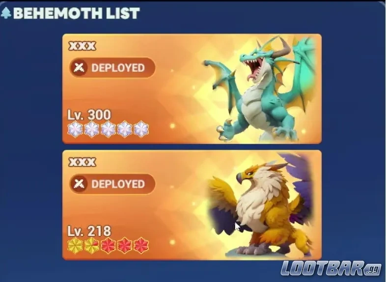 Титаны в Tiles Survive - дракон и феникс в игровом интерфейсе