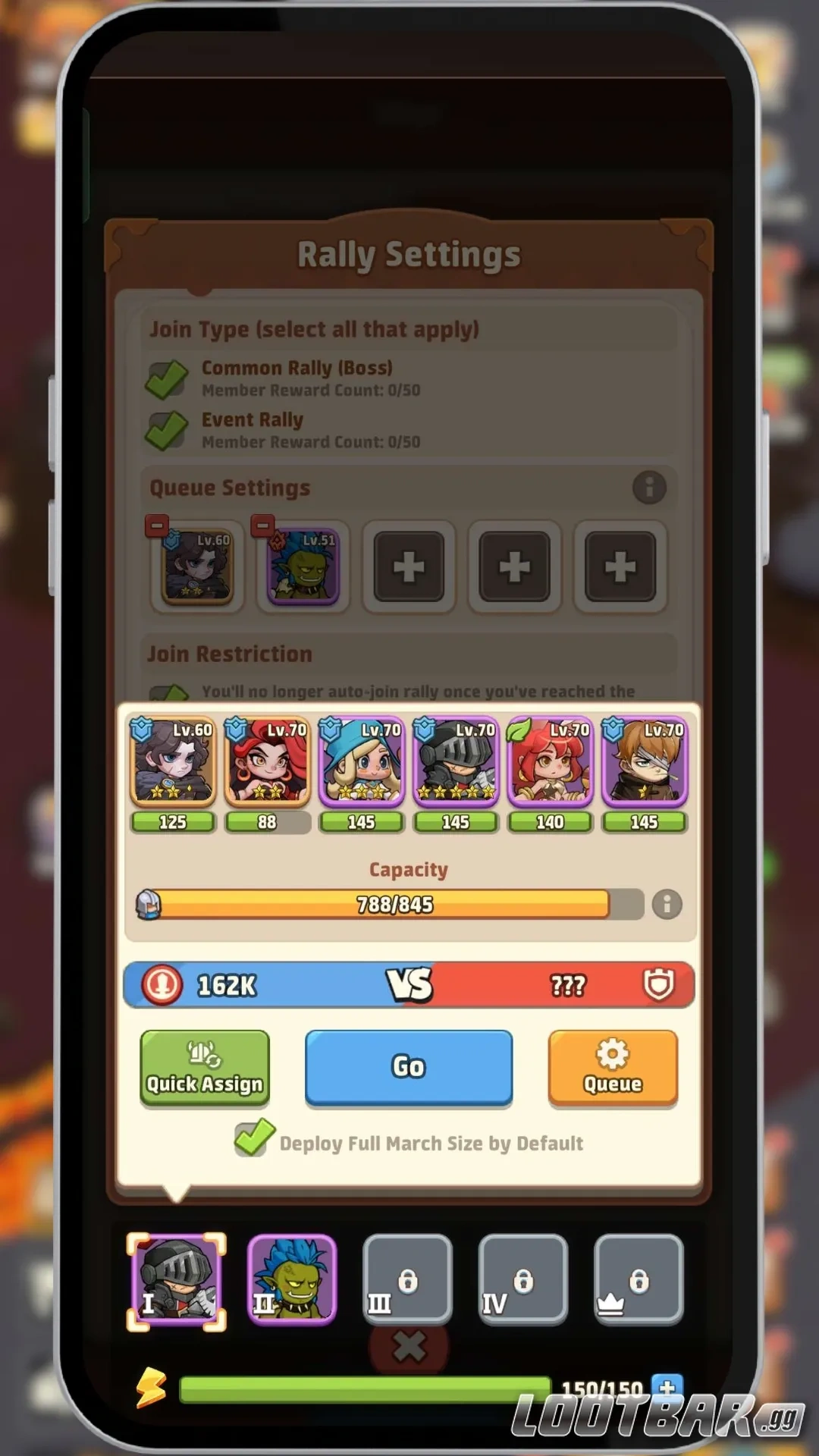 Auto Join Rally Setting Interface