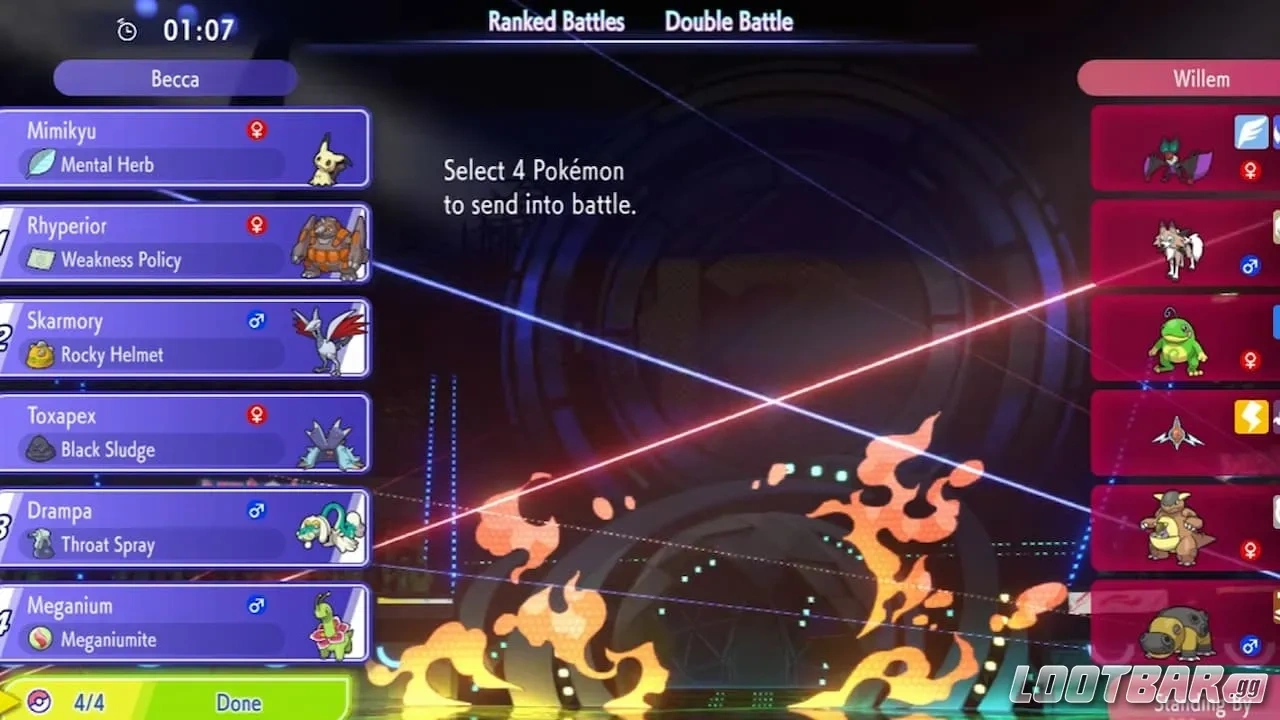 Ranked double battle in Pokemon Champions