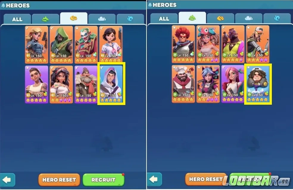 Синие герои в Tiles Survive как временный вариант для старта, но не основа первого марша