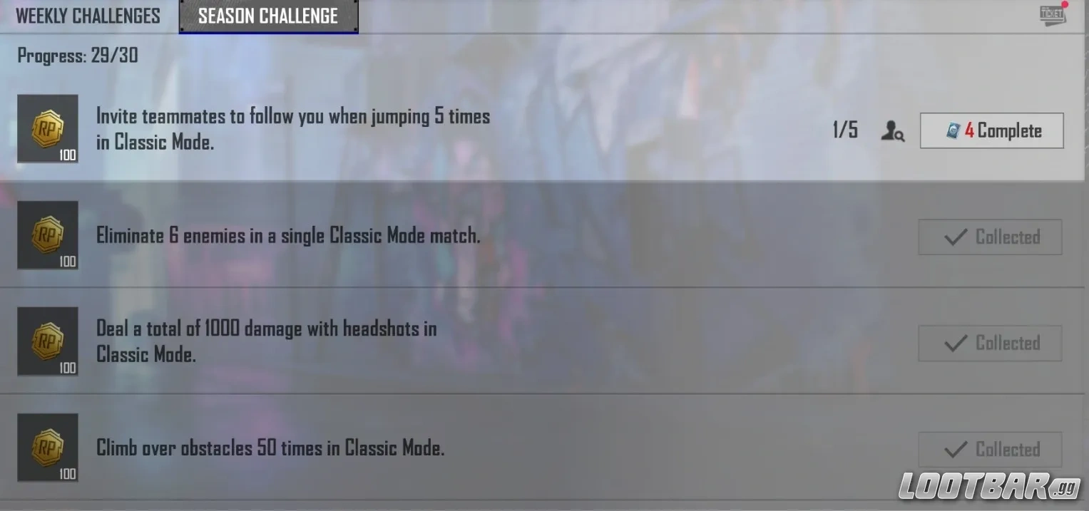 PUBG Mobile Royale Pass seasonal challenges