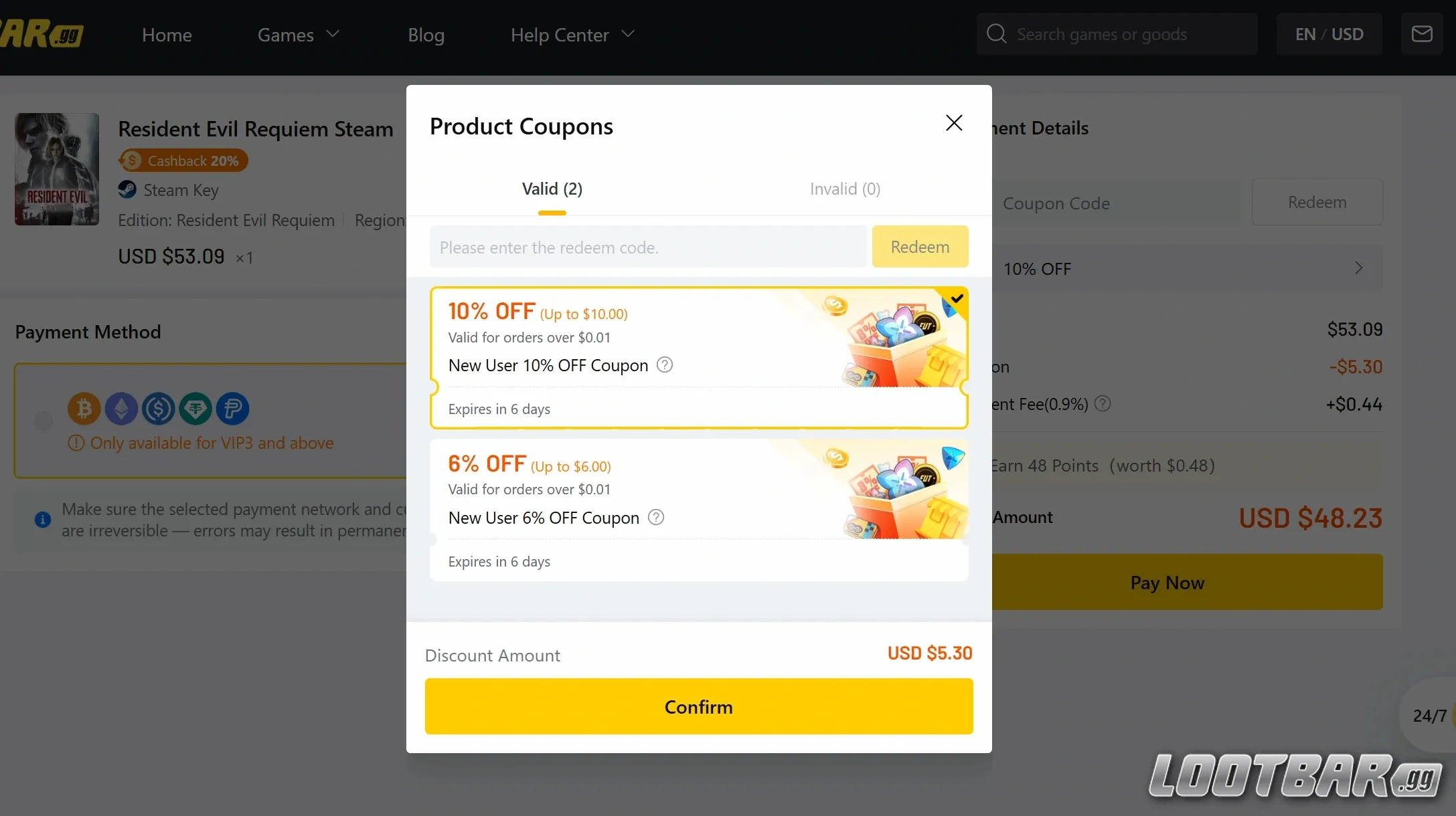 All available coupons in LootBar