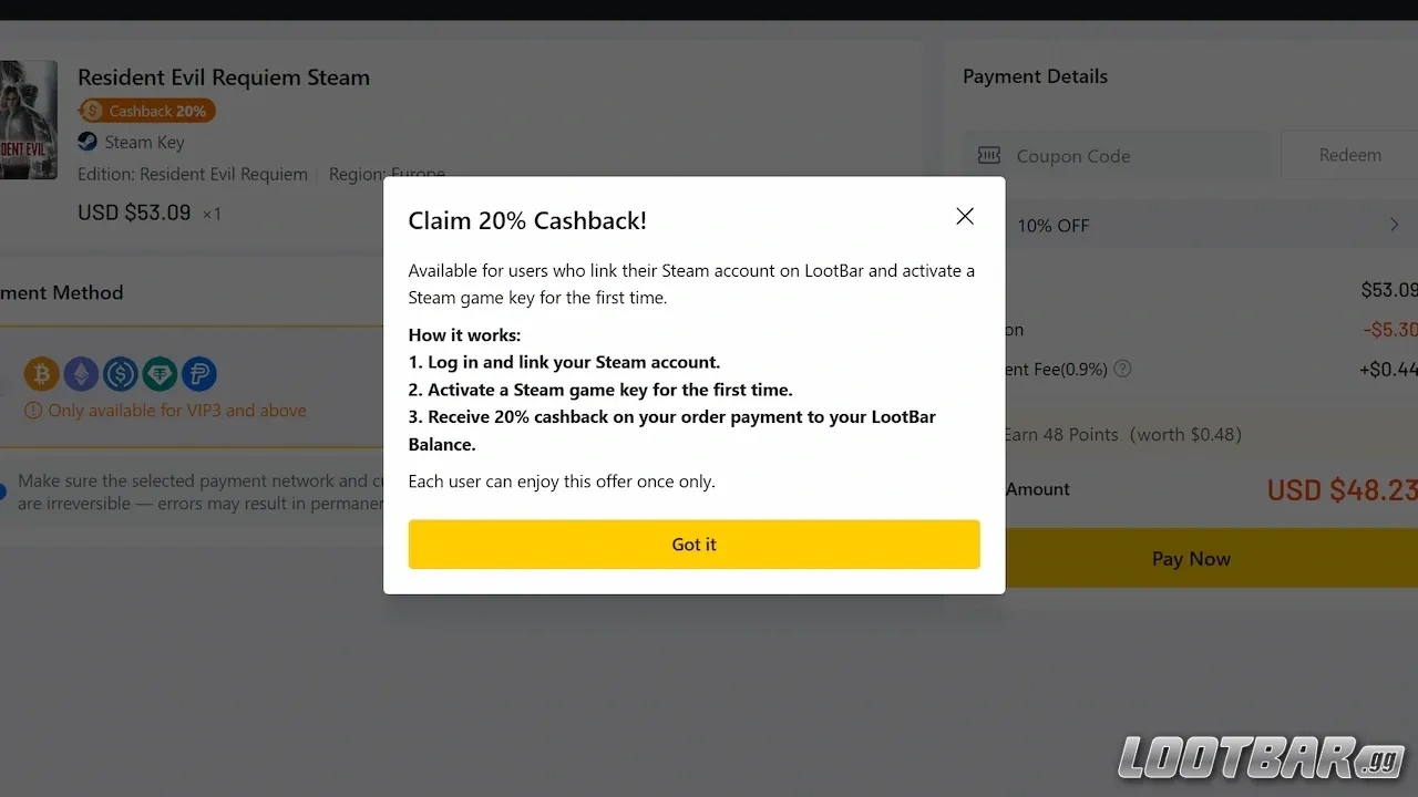 How Cashback works in LootBar